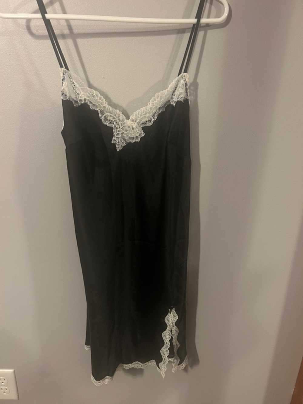 Victoria's Secret Black Slip with White Lace Accents size medium